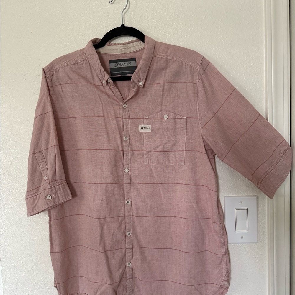 Jedidiah Pink Casual Button Down Shirt Lightweight Cotton